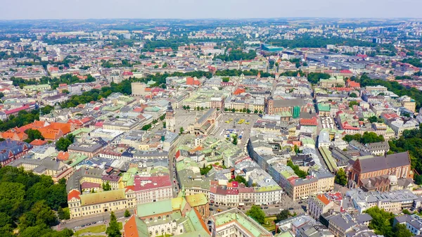 Krakow Poland Main Square Big City Square 13Th Century View — Stock Photo, Image