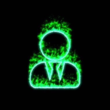 Sembol kullanıcı kravatı yeşil ateşte yanıyor  