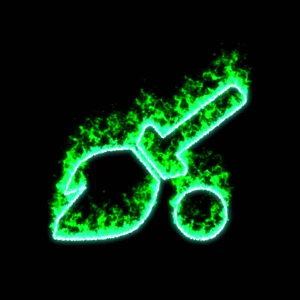 Símbolo Escoba Arde Fuego Verde — Foto de Stock
