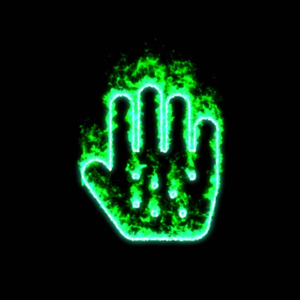 Σύμβολο Αλλεργίες Χέρι Καίει Στην Πράσινη Φωτιά — Φωτογραφία Αρχείου