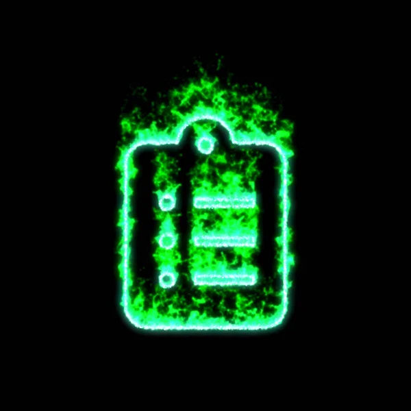 Seznam Symbolů Schránce Hoří Zeleným Ohněm — Stock fotografie