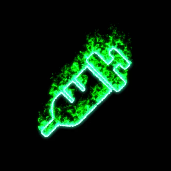 Symbol Stříkačka Hoří Zeleném Ohni — Stock fotografie