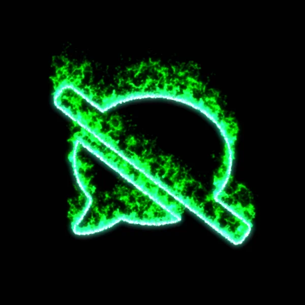 The symbol comment slash burns in green fire