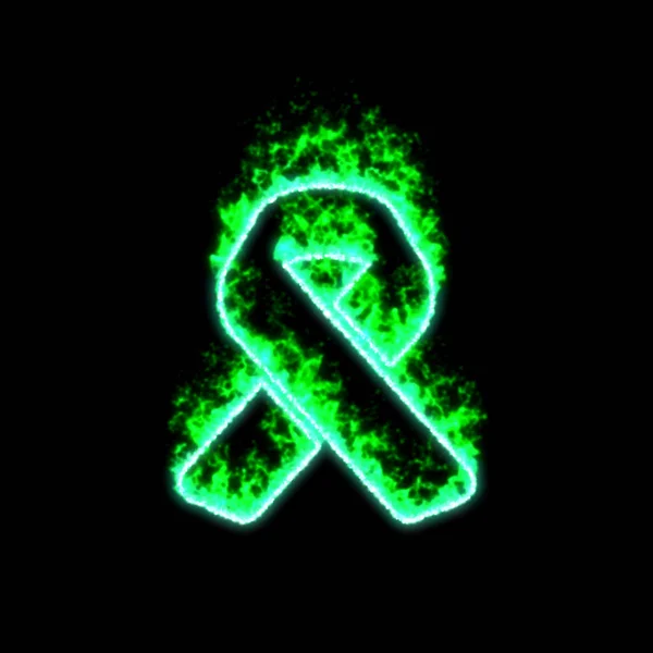 Nastro Simbolo Brucia Nel Fuoco Verde — Foto Stock