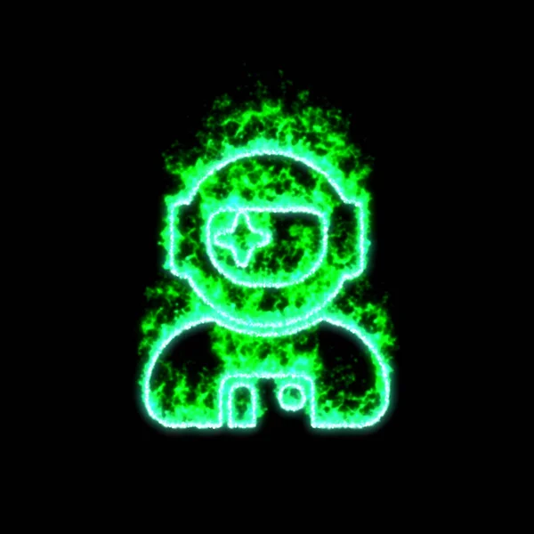 Símbolo Usuário Astronauta Queima Fogo Verde — Fotografia de Stock