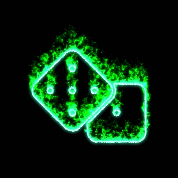 Simbolo Dadi Brucia Fuoco Verde — Foto Stock