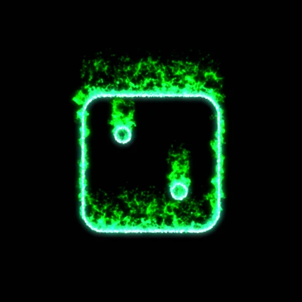 Символ Кости Два Горит Зеленом Огне — стоковое фото