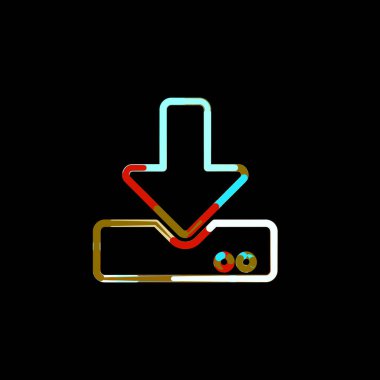 Çok renkli dairelerden ve çizgilerden sembol indirme. Kırmızı, kahverengi, mavi, beyaz  