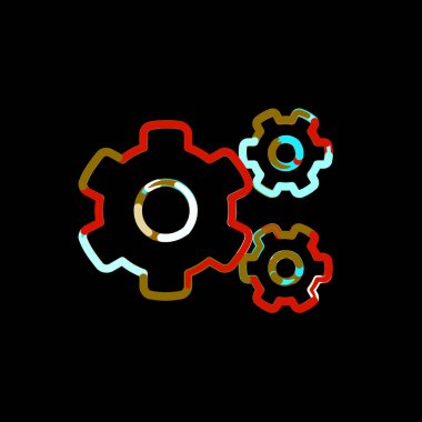 Çok renkli dairelerin ve çizgilerin sembol dişlileri. Kırmızı, kahverengi, mavi, beyaz  