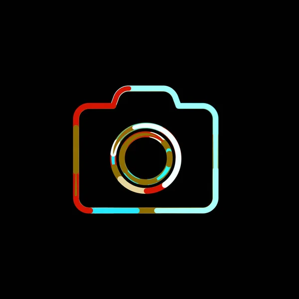 Szimbólum Fényképezőgép Sokszínű Körökből Csíkokból Piros Barna Kék Fehér — Stock Fotó