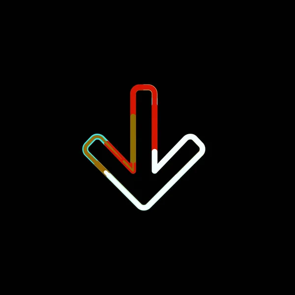 Símbolo Flecha Hacia Abajo Desde Círculos Multicolores Rayas Rojo Marrón — Foto de Stock