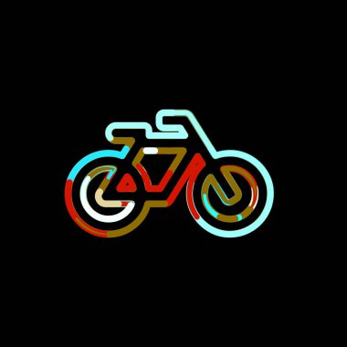 Çok renkli dairelerin ve çizgilerin sembol bisikleti. Kırmızı, kahverengi, mavi, beyaz  