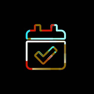 Çok renkli çember ve çizgilerden sembol takvimi kontrolü. Kırmızı, kahverengi, mavi, beyaz  