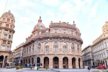 Genoa, Italy - July 11, 2019: Exchange (Palazzo della Borsa). Fe