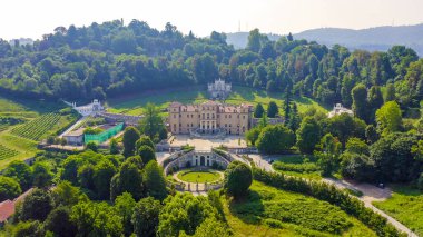 Torino, İtalya. Parklı Villa della Regina, Hava Görüntüsü  
