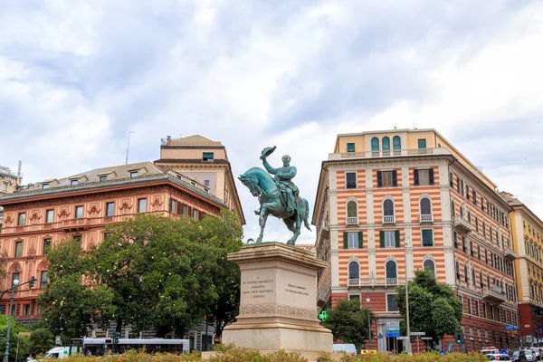 Genua Italië Juli 2019 Paardenstandbeeld Van 1886 Monument Voor Victor — Stockfoto