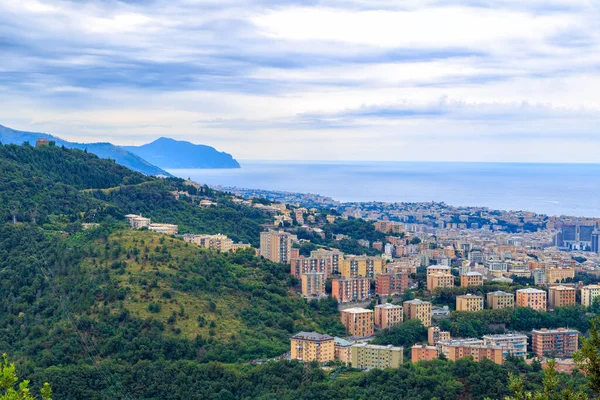 Genova Italia Veduta Delle Zone Notte Delle Montagne Nei Boschi — Foto Stock