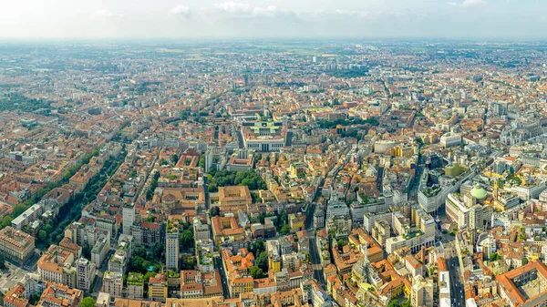 Milano Italien Flygfoto Över Den Historiska Stadskärnan — Stockfoto