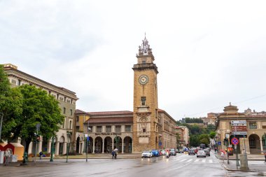 Bergamo, Italy - July 15, 2019: Piazza Vittorio Veneto. The historical part of the city. Rainy weather