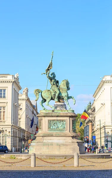 Bruselas Bélgica Julio 2019 Monumento Ecuestre Godofredo Bouillon Plaza Real — Foto de Stock