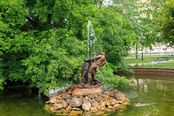 Vienna Austria July 2019 Hercules Nemean Lion Fountain Burggarten Park — Stock Photo, Image