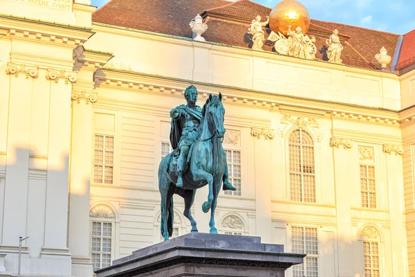 Wien Österrike Ridstaty Och Monument Kejsar Joseph Josefsplatz Torg Hofburg — Stockfoto