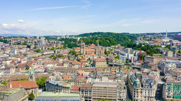 Lausanne Zwitserland Vlucht Het Centrale Deel Van Stad Cite Een — Stockfoto