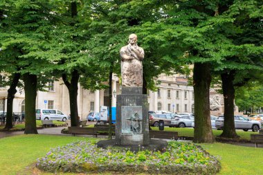 Bergamo, Italy - July 15, 2019: Francesco Cucchi. The historical part of the city. Lower City. Rainy weather