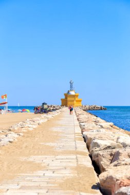 Venedik, İtalya. Venedik Körfezi Deniz Feneri Punta Sabbioni Leuchtturm