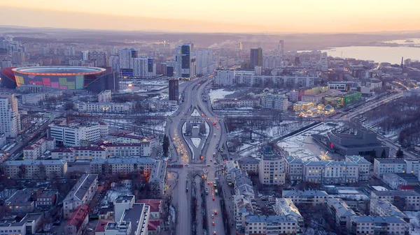 Єкатеринбург Росія Березня 2020 Міський Центр Задньому Світлі Після Заходу — стокове фото