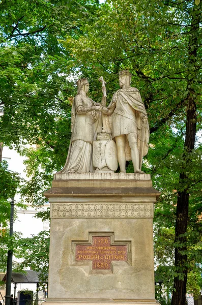 Cracóvia Polónia Monumento Jadwiga Jagiello Este Memorial Comemora 500 Anos — Fotografia de Stock