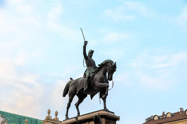 Turin Italien Das Reiterdenkmal Von König Carlo Alberto Savoy 1798 — Stockfoto