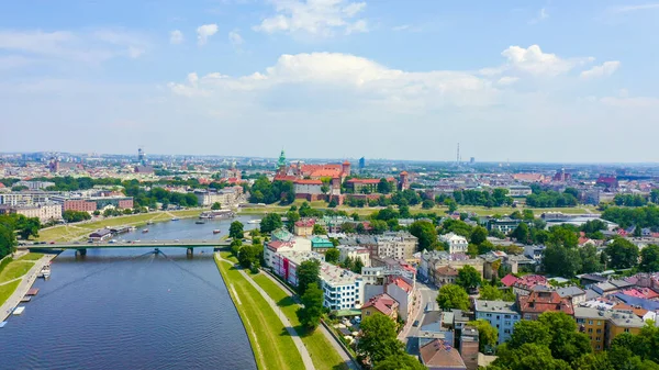 Krakow Poland Wawel Castle Ships Vistula River View Historic Center — Stock Photo, Image