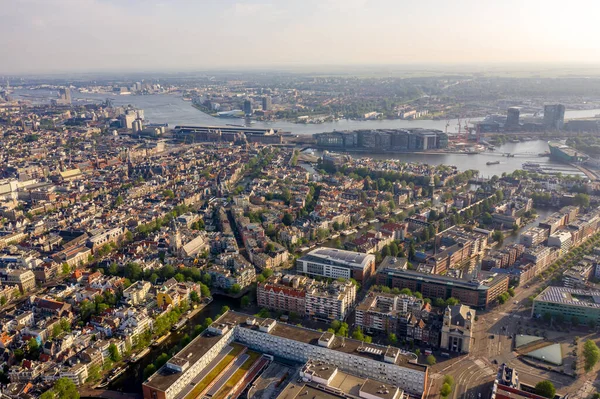 Amsterdam Holandia Panorama Miasta Powietrza Lato — Zdjęcie stockowe