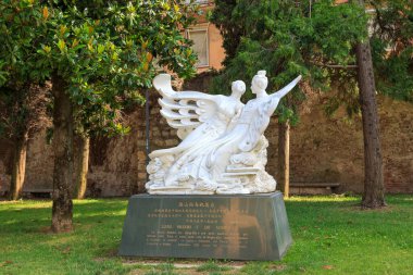 Verona, Italy - July 15, 2019: Liang Shanbo and Zhu Yingtai statue