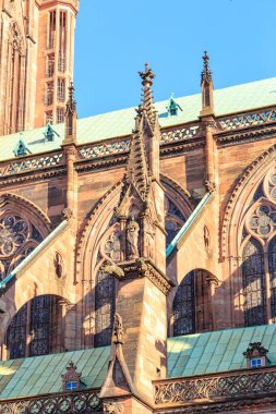 Strasbourg, Fransa. Strasbourg Katedrali 'nin ayrıntılı tasarımı (Strasbourg Leydisinin Katedrali))