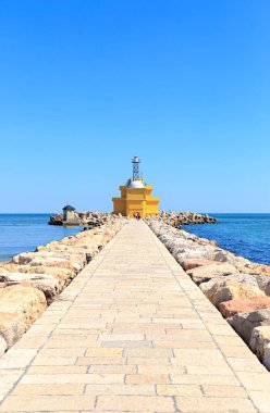 Venedik, İtalya. Venedik Körfezi Deniz Feneri Punta Sabbioni Leuchtturm