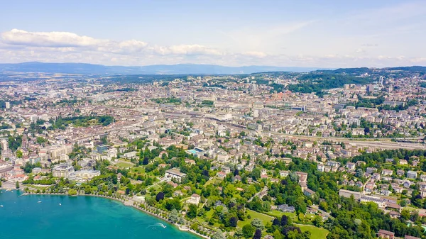 Lausanne Zwitserland Vlucht Het Centrale Deel Van Stad Kust Van — Stockfoto