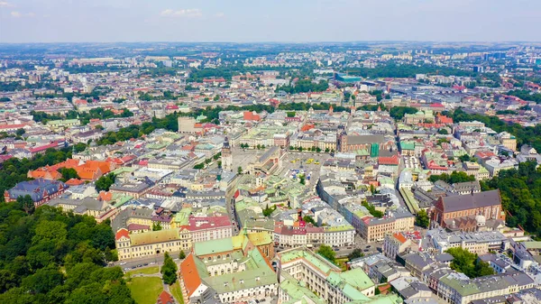 Krakow Polen Stora Torget 1300 Talets Stora Torg Utsikt Över — Stockfoto