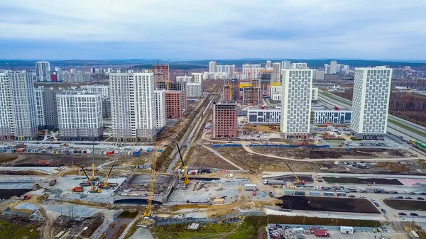 Ekaterinbourg Russie Construction Pont Des Maisons Nouvelle Zone Construction Akademicheskiy — Photo