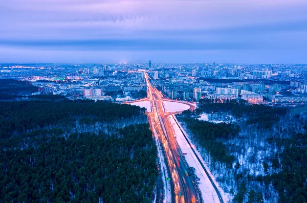 Єкатеринбург Росія Широка Вулиця Веде Центру Міста Фотографія Повітря — стокове фото