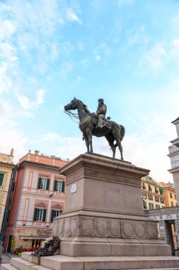 Genoa, Italy - July 11, 2019: Garibaldi Monument. Ferrari Square (Piazza De Ferrari)