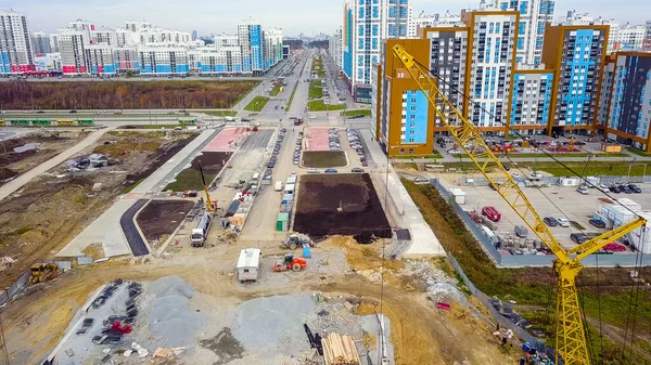 Ekaterinbourg Russie Octobre 2019 Construction Pont Dessus Fleuve Nouvelle Zone — Photo