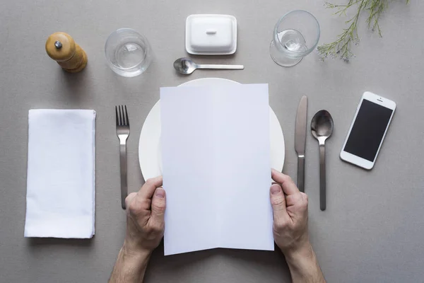 Bovenaanzicht Diner Instelling — Stockfoto