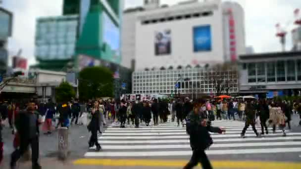 Shibuya Tokio Japonsko Března 2018 Pěší Přechod Pro Chodce Čtvrti — Stock video