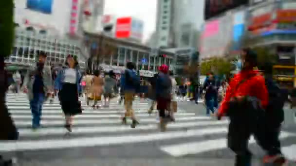 Shibuya Tokio Japonsko Března 2018 Pěší Přechod Pro Chodce Čtvrti — Stock video