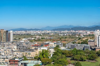 Taichung, Taiwan - Dec 08, 2019 : Taichung city Beitun District skyline in sunny day. A lot of green space in this area clipart
