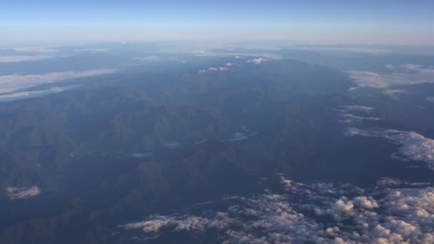 Luchtfoto Van Japanse Zuidelijke Alpen Bergketen Zonnige Dag Blauwe Lucht — Stockvideo