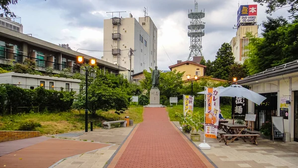 Noguchi hideyo seishun street. eine Straße, die nach einem großen japanischen Menschen benannt wurde. Stadt aizuwakamatsu, in der Präfektur Fukushima, Japan. aug 14, 2016 — Stockfoto