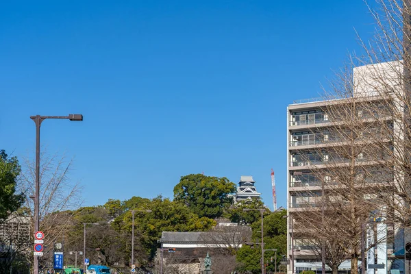 Prefeitura de Kumamoto, Japão - JAN 01 2020: Cidade de Kumamoto na manhã de dia ensolarada — Fotografia de Stock